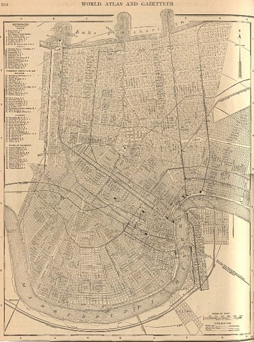 Η Ν�α Ορλεάνη σε χάρτη του 1908